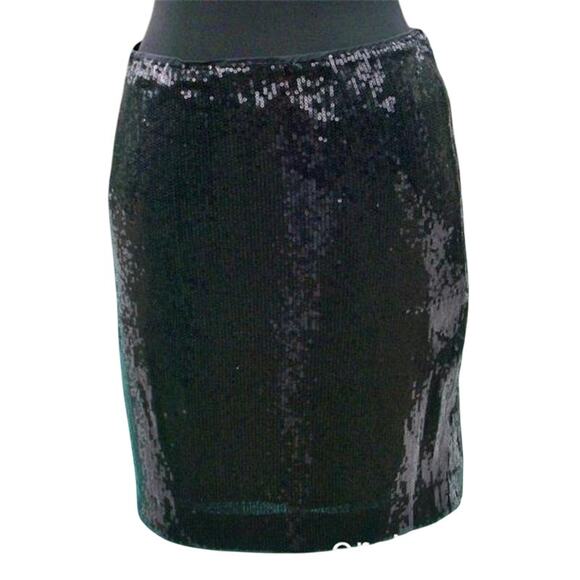 Cache Black Sequin Encrusted Pencil Lined Day Event Skirt Stretch New $128 NWT - Picture 1 of 4